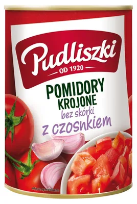 Produktbild von Pudliszki Gehackte geschälte Tomaten mit Knoblauch 400 g