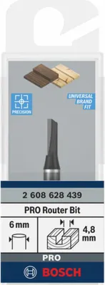 Obrázok produktu pre Drážkovacia fréza Bosch, 6 mm, D1 4,8 mm, D 12,4 mm, G 51 mm 2608628439