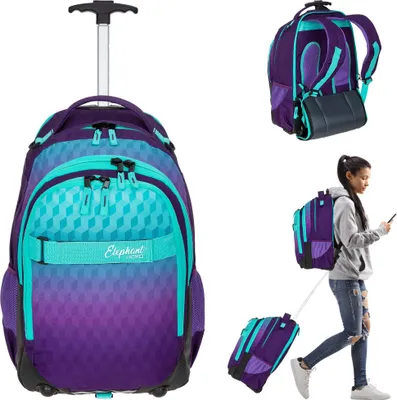 Produktbild von Schultrolley Elephant Hero Signature Trolley Ranzen Schulranzen Trolly Mädchen Kinder Premium 12869 Violet Cube (Lila-Türkis)