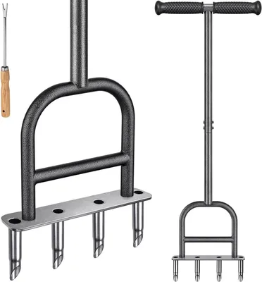 Immagine prodotto di Arieggiatore per prato - Attrezzo manuale per il giardino - Migliora il terreno - Manico lungo - 93 cm - Nero