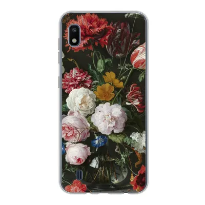 Produktbild von MuchoWow® Handyhülle Schutzhülle Hülle für Samsung Galaxy A10 Stilleben mit Blumen in einer Glasvase - Gemälde von Jan Davidsz. de Heem Silikon Softcase Handy Hülle - Schutzhülle