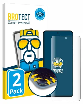 A product shot of a screen protector packaging and a smartphone with a screen protector applied.