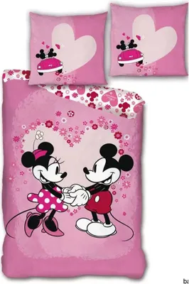 Produktbild von Disney Bettwäsche Mickey Minnie Maus Kinder 2-teilig 100% Polyester Mikrofaser Bettbezug 140x200 cm (passend für 135x200 cm) Kissenbezug 63x63 cm Weich, Warm, Atmungsaktiv, Pflegeleicht