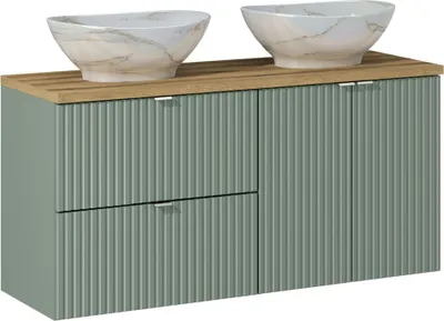 Produktbild von Doppelwaschtisch 120cm in grün und Eiche NEWPORT-56-GREEN