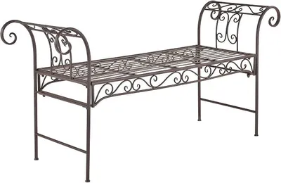 Imagen del producto de Banco de jardín Silecomplaza Cossila, 70x147x46 cm, banco de metal, capacidad de 200 kg, color marrón óxido