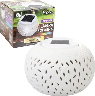 Zdjęcie produktu dla Biały Ceramiczny Świecznik z Solarną Lampą LED Zmieniającą Kolor