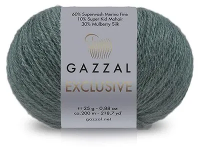 Produktbild von Gazzal Exclusive 9933 Laubergrün Lace Garn 25g 200m Merino Seide Mohair