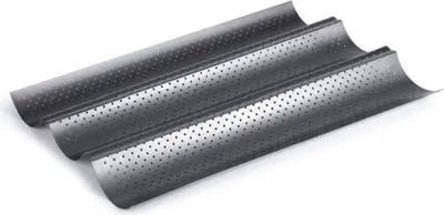 Produktbild von Ibili 3-Baguette-Backblech, gelocht, Edelstahl, 38x24 cm, silber