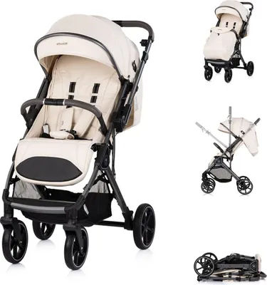 Produktbild von Chipolino Kinderwagen Omnia RU-Räder, klappbar, Stoßdämpfer, Sonnendach, Fußsack beige