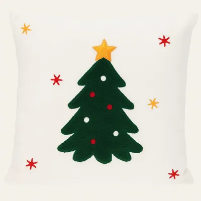 Produktbild von Dekoratives Kissen, Weihnachtsmotiv, weiß 44 x 44 cm