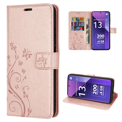 Produktbild von Hülle Xiaomi Redmi Note 13 Pro+ Handy Tasche Handyhülle Wallet Case Flip Cover Rosegold