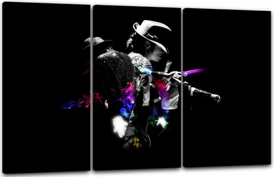 Produktbild von Leinwandbild 3-teilig (120x80cm): Michael Jackson Pop-Legende Kult-Grafik Musik-Star King, echter Holz-Keilrahmen inkl. Aufhänger, handgefertigt in Deutschland