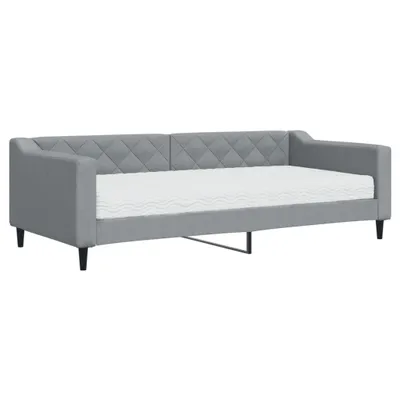 Produktbild von vidaXL Tagesbett mit Matratze Hellgrau 90x200 cm Stoff
