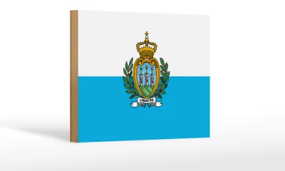 Produktbild von Holzschild Flagge San Marinos 18x12 cm Flag of San Marino Dekoration