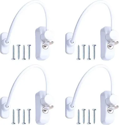 Immagine prodotto di Sistema di sicurezza per finestre a prova di bambino, 4 pezzi, con filo metallico e viti