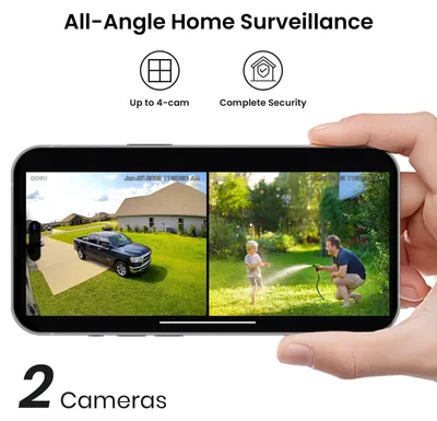 Image de Caméra de surveillance - 2MP - Caméra sans fil - Pour extérieur - Lot de 2 - Avec panneau solaire - PTZ 360°