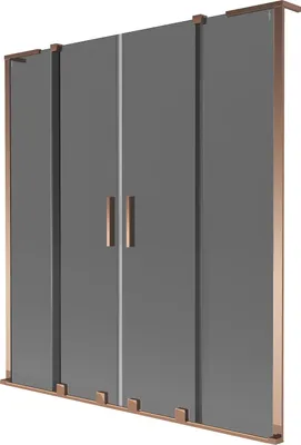 Produktbild von Mexen Velar L Duo Badewannenwand 2-flügelig verschiebbar 160 x 150 cm, Graphit, Roségold - 896-160-003-42-60