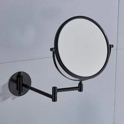 Productafbeelding van Unyqoos® Set van 3 spiegel voor in de badkamer, rond, diameter 20 cm, dubbelzijdig, 3x vergroting, 360° draaibaar, inklapbare en uitschuifbare arm, roestvrij staal, mat, ideaal voor het scheren