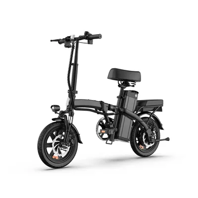 Immagine prodotto di Qekud Bicicletta elettrica pieghevole 14 pollici E-bike – Batteria 48V 7,5Ah, motore 250W, 25 km/h, ammortizzatori anteriori e posteriori, freni a disco, disponibile in magazzino UE Nero