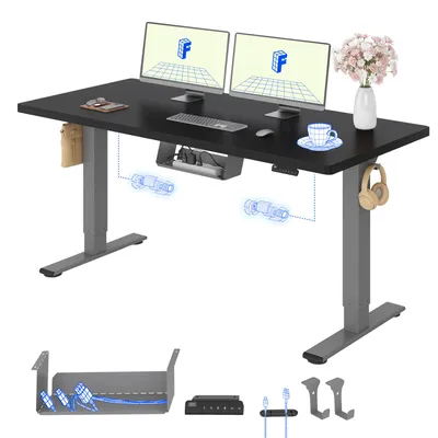 Produktbild von FLEXISPOT E1 Pro Elektrisch Höhenverstellbarer Schreibtisch 140x80cm 25MM EINTEILIGE TISCHPLATTE Doppelmotor 120KG Tragkraft 4 Speicherplätze, Schwarz
