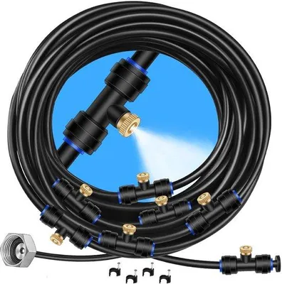 Produktbild von Bewässerungsanlage - 8 Meter Schlauch mit 7 Messing-Sprinklern - Außenbewässerung für Garten, Terrasse und Gewächshaus - inkl. Adapter