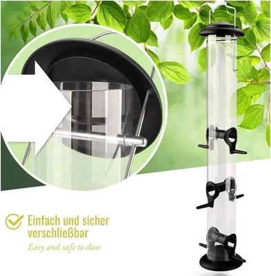 Productafbeelding van Famanu vogelvoerstation, 52 cm - roestvrij staal, weerbestendig, zwart