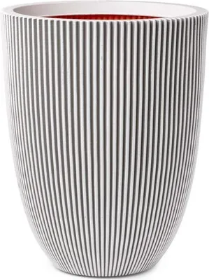 Image de Vase de Jardin CAPI EUROPE Groove, Ivoire, 46x58 cm, 100% Recyclable, Double Paroi