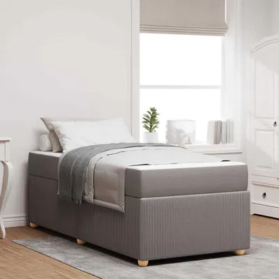 Image de Lit exclusif - Structure de lit taupe, dimensions 90 x 190 cm, revêtement en tissu