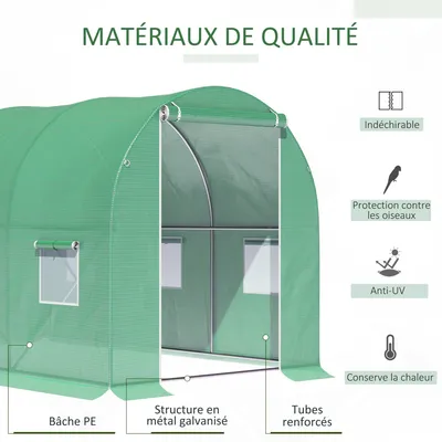 Immagine prodotto di Serra da giardino, tunnel per coltivazione, serra in vetro, serra per ortaggi - Superficie: 6 m²
