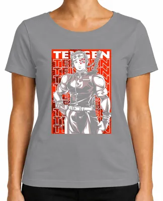Productafbeelding van Tengen Uzui Anime Demon Slayer Cosplay Cadeau, Japanse Y2K Streetwear Dames T-shirt, Grijs, Maat L