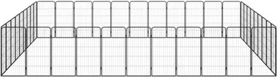Produktbild von 40-teiliger Hundelaufstall aus schwarz pulverbeschichtetem Stahl, 50x100cm, Gewicht: 65 kg