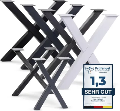 Produktbild von HOLZBRINK Tischkufen X-Form aus Vierkantprofilen 40x40 mm, x-förmiges Tischgestell 30x43 cm, Tiefschwarz, HLT-03-F-AA-9005