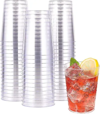 Produktbild von 50 Stk. Wiederverwendbare Kunststoffbecher 300ml Transparente Partygläser 9,5x7,5cm