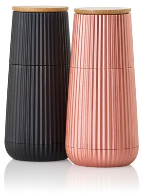 Produktbild von AdHoc Set Pfeffer- und Salzmühle Scape, black&rosé gold, CeraCut® Ceramic Mahlwerk, Kunststoff / Eichenholz