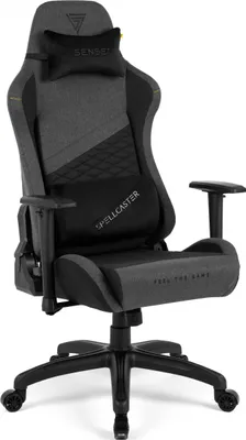 Obrázek produktu pro SENSE7 Spellcaster SENSHI herní židle, látka, černá – ergonomická kancelářská židle, židle k psacímu stolu, herní židle, nosnost 150 kg, 2D područky, manažerské křeslo