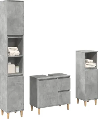 Produktbild von "im  " 3-tlg. Badmöbel-Set Betongrau Holzwerkstoff - Badezimmer CC11834