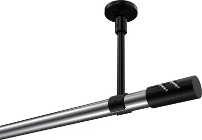 Produktbild von Interdeco Gardinenstange / Vorhangstange Chrom / Schwarz, Typ Sonette Zoena (Glitzerzylinder) ohne Ringe, Deckenmontage, 20 mm Ø 1-läufig, 540 cm
