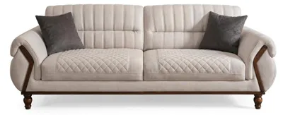 Productafbeelding van Beige, zachte tweezitterbank. Stofbank, modern design, geschikt voor de woonkamer