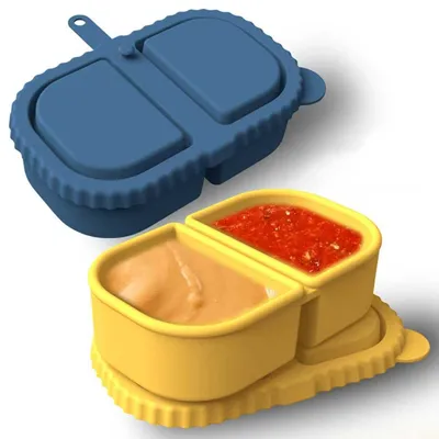 Snackbehälter 2er-Set, zwei Fächer, wiederverwendbar, mikrowellengeeignet