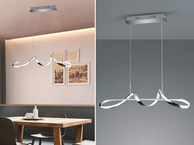 Produktbild von LED Pendelleuchte PERUGIA Metall Chrom/Weiß 3 Stufen Dimmer 81x46cm