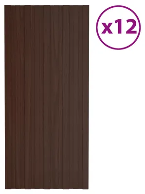 Image de Panneaux de toiture vidaXL, 12 pièces, marron, 100 x 45 cm, acier galvanisé