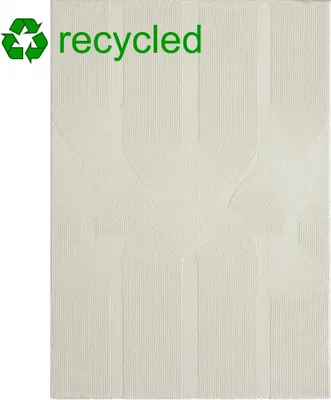 Produktbild von Recycle Teppich mit modernen ovalen Formen in creme Größe - 200 x 290 cm