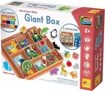 Productafbeelding van Montessori - Gigantische Doos - Educatief Spel - Verwisselbare Achtergrond - Talrijke Activiteiten - Objecten Classificeren - Kinderen Vanaf 2 Jaar
