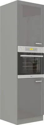 Obrázek produktu pro Vysoká skříňka 60 cm na vestavnou troubu RONG 2 - šedá / lesklá šedá