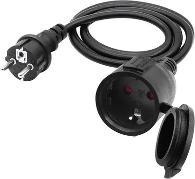 Obrázek produktu pro Prodlužovací kabel 1,5 m - konektor Schuko 90° - černý - ideální pro použití v interiéru i exteriéru