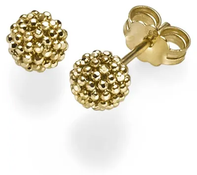 Produktbild von Himbeer Ohrstecker aus 585 Gold Gelbgold Kugel 6mm Ohrringe Ohrschmuck Damen