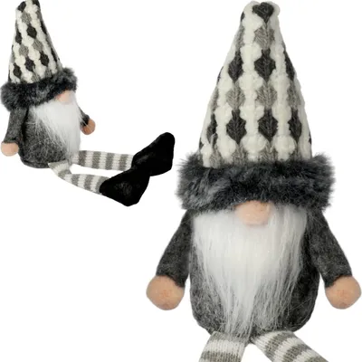 Zdjęcie produktu dla SKRZAT Świąteczny Krasnal GNOM Ozdoba Świąteczna Prezent 23 cm SZARY