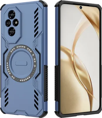 Obrázek produktu pro Magnetické pouzdro pro Honor 200, hybridní PC a TPU nárazník, větrací otvory pro odvod tepla pouzdro Modrý