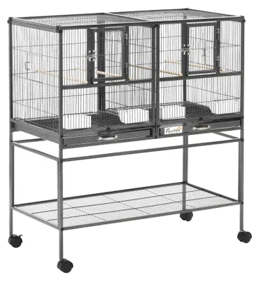 Obrázek produktu pro Ptačí klec, nerezová ocel, 18,5" D x 14" Š x 25" V, 2 misky, 4 krmítka, 4 bidýlka