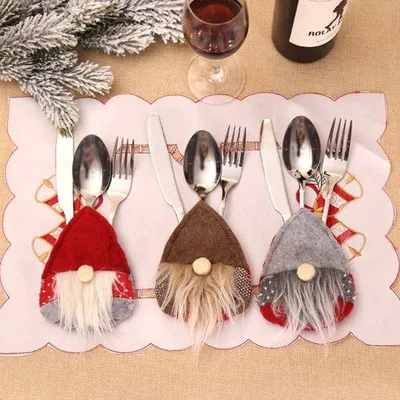 Image de Couverts de Noël en céramique, lot de 6, décoration de Noël, repas de fête, accessoires de fête.